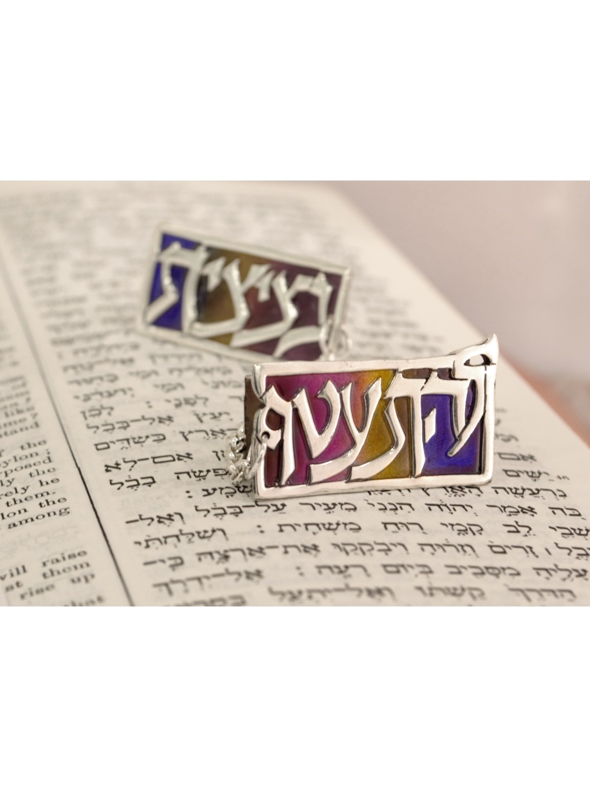 קליפס טלית כחול כחול עם אמייל ייחודי , קליפס טלית , ישראלי J